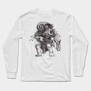 Octopus Warrior Chtulhu Inspiration Illustration Long Sleeve T-Shirt